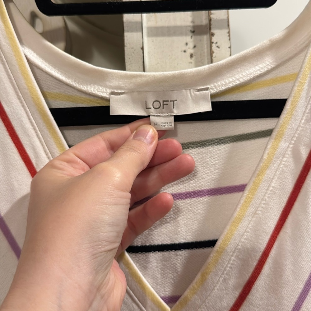 LOFT Multicolor Striped V-Neck Dress - Picture 3 of 5